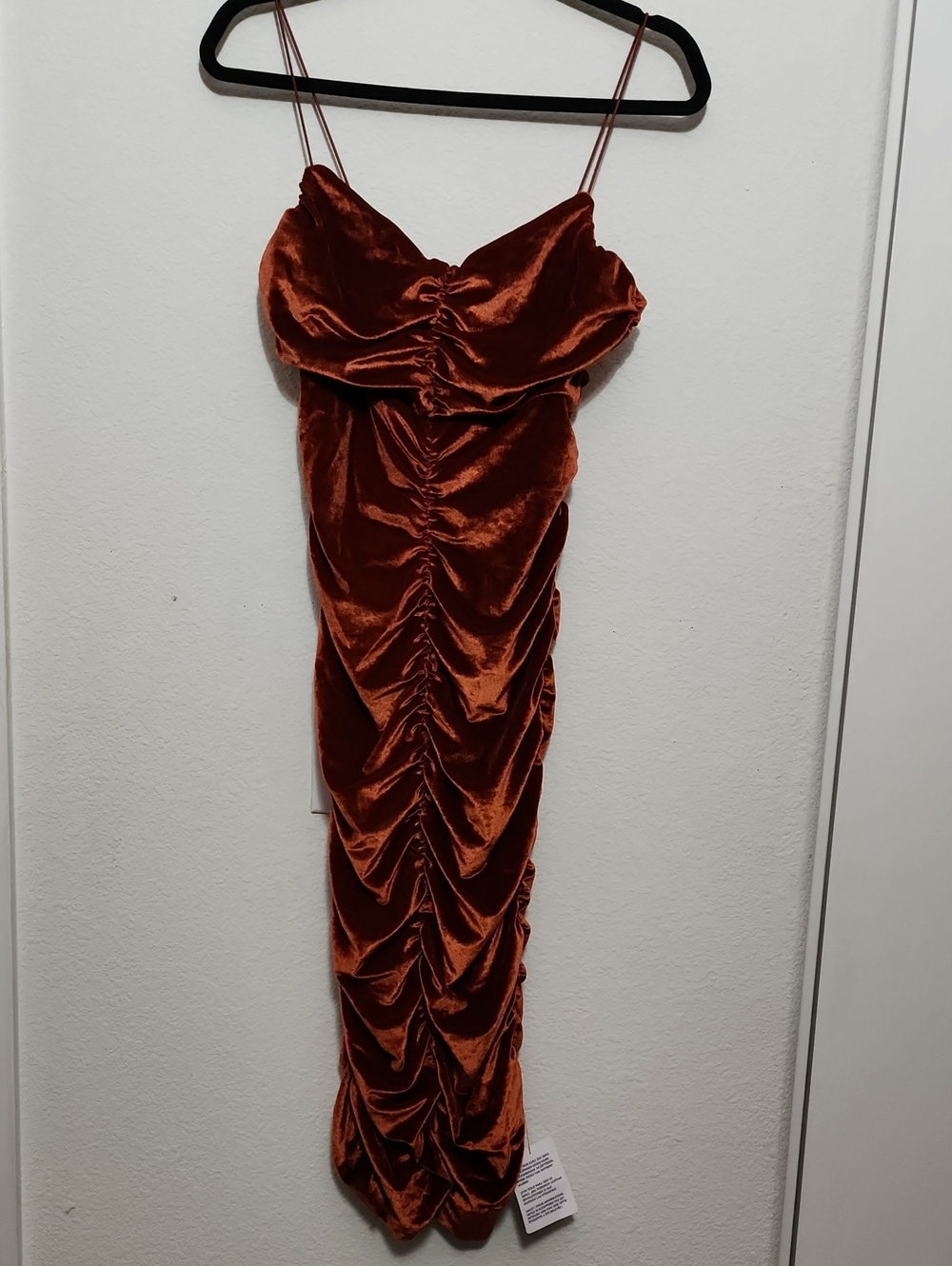 ASOS Satin-Effect Ruched Midi Dress in Copper